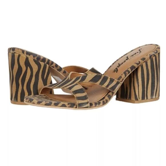 Free People Charlie-V animal print block heel sandal women’s shoe size 10 - Picture 1 of 10